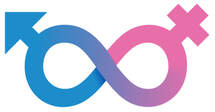 Male and female blue and pink symbol.